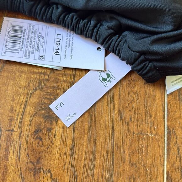 NWT Wild Fable Large (12-14) Solid Black Triangle Wrap Bikini Swim Top - Picture 7 of 8